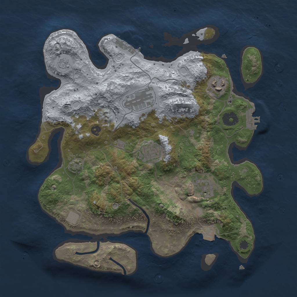 Rust Map: Procedural Map, Size: 3000, Seed: 303985885, 11 Monuments