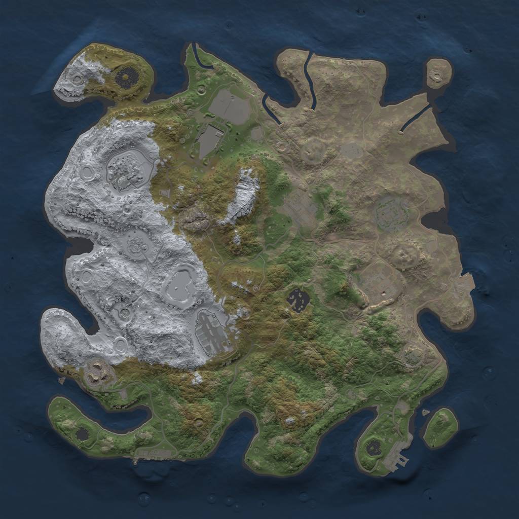 Rust Map: Procedural Map, Size: 3500, Seed: 242673430, 16 Monuments