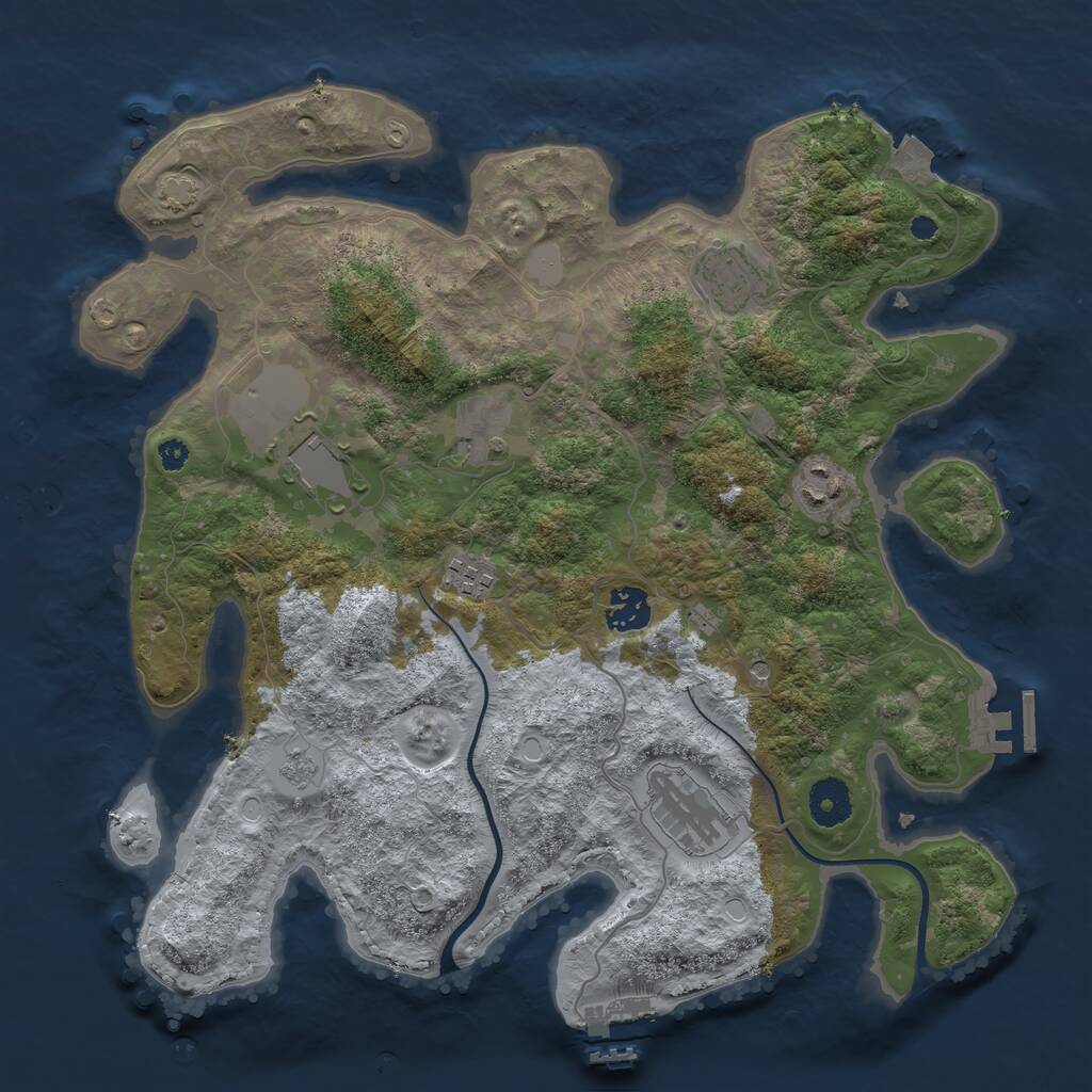Rust Map: Procedural Map, Size: 3560, Seed: 74112578, 13 Monuments