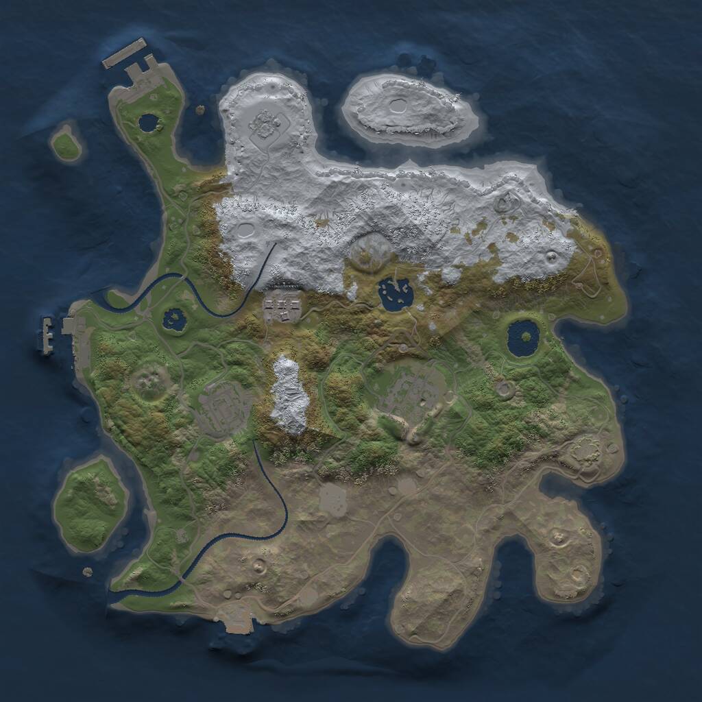 Rust Map: Procedural Map, Size: 3000, Seed: 32187148, 9 Monuments