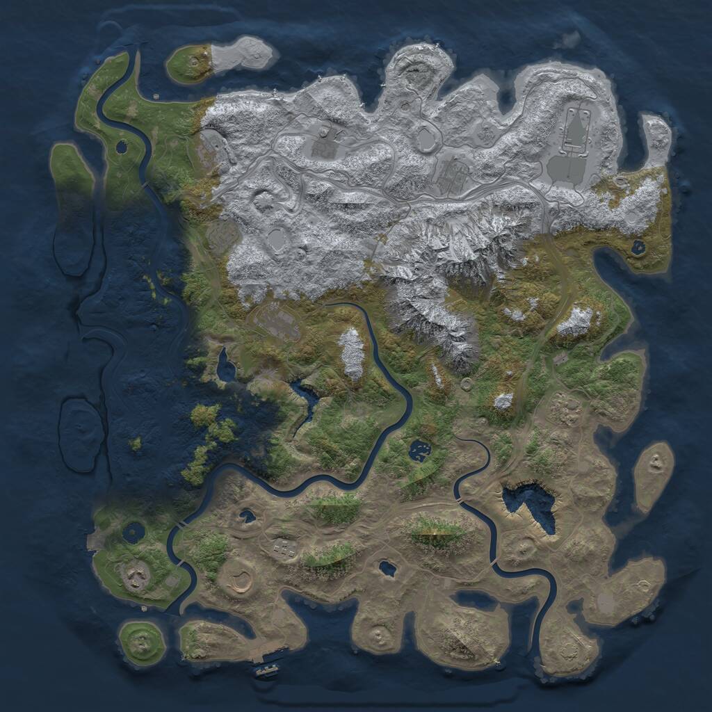 Rust Map: Procedural Map, Size: 5000, Seed: 51581841, 16 Monuments