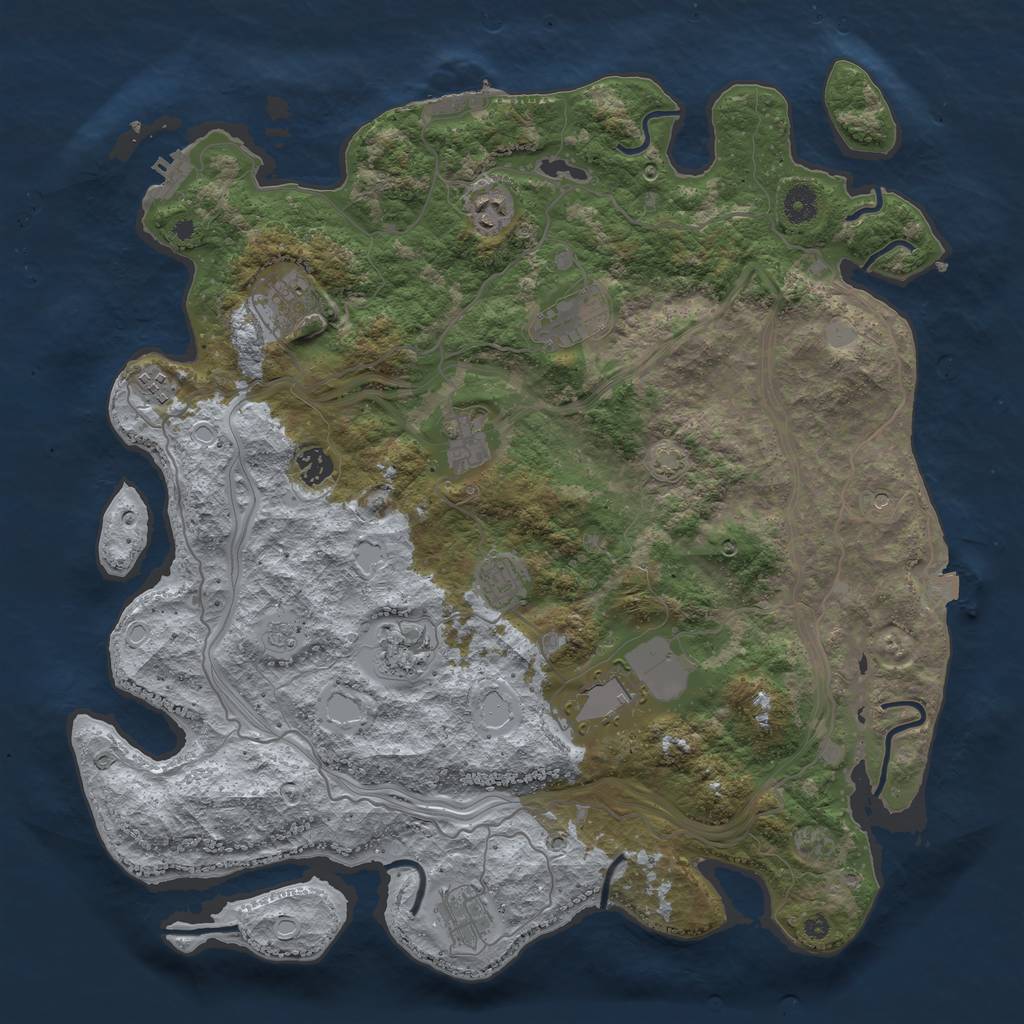 Rust Map: Procedural Map, Size: 4250, Seed: 1956576013, 18 Monuments