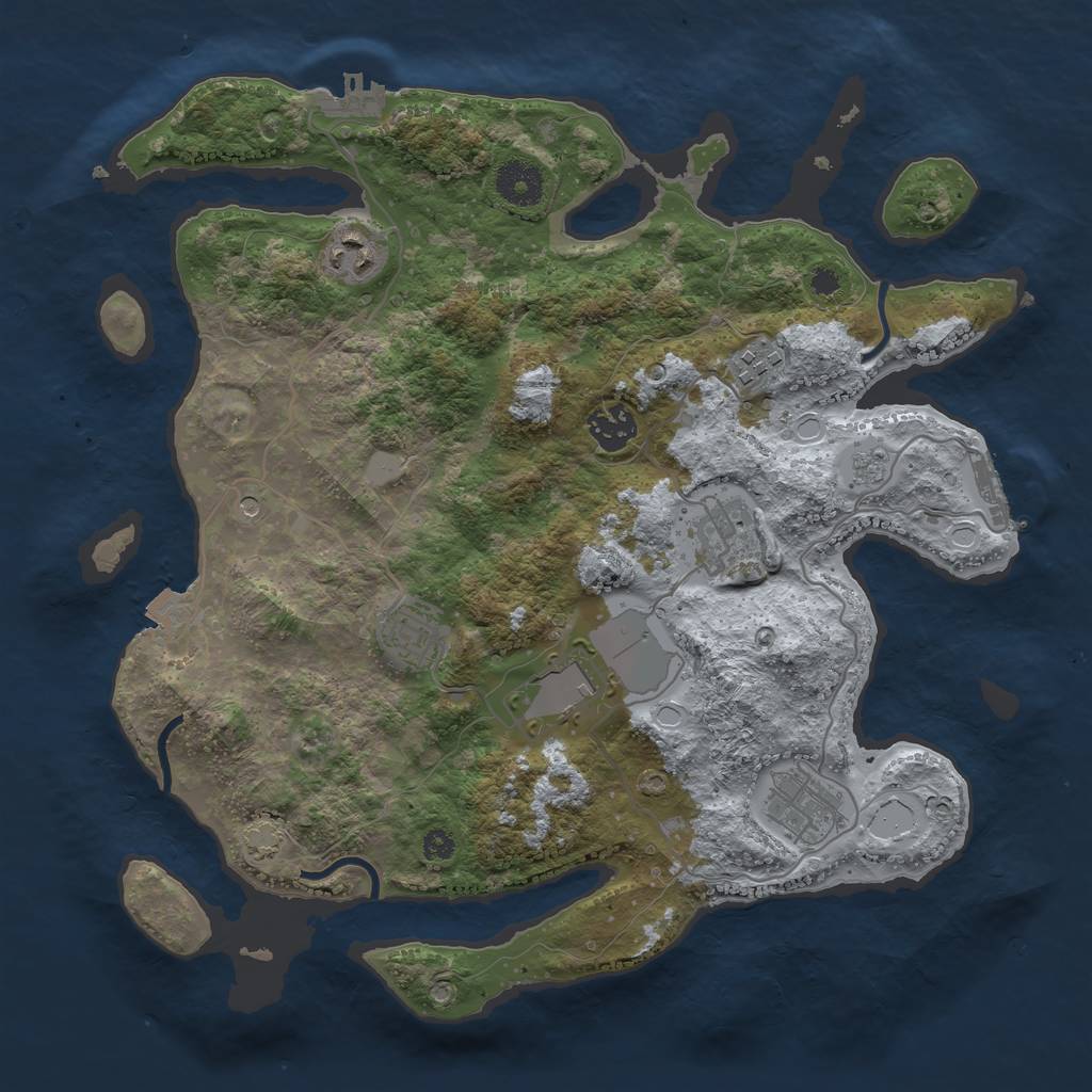 Rust Map: Procedural Map, Size: 3500, Seed: 157387509, 15 Monuments