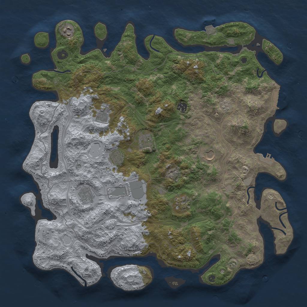 Rust Map: Procedural Map, Size: 4500, Seed: 1643374904, 18 Monuments