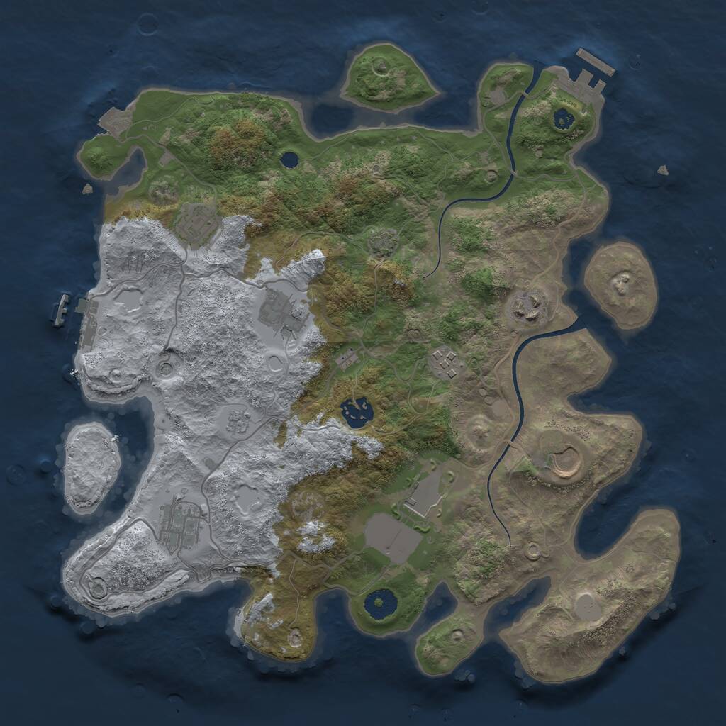 Rust Map: Procedural Map, Size: 3500, Seed: 1214146716, 14 Monuments