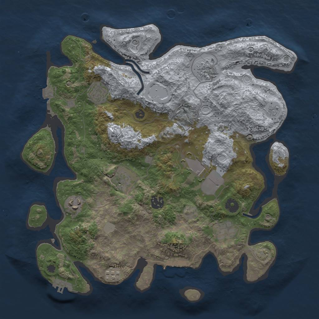 Rust Map: Procedural Map, Size: 3500, Seed: 430528845, 16 Monuments