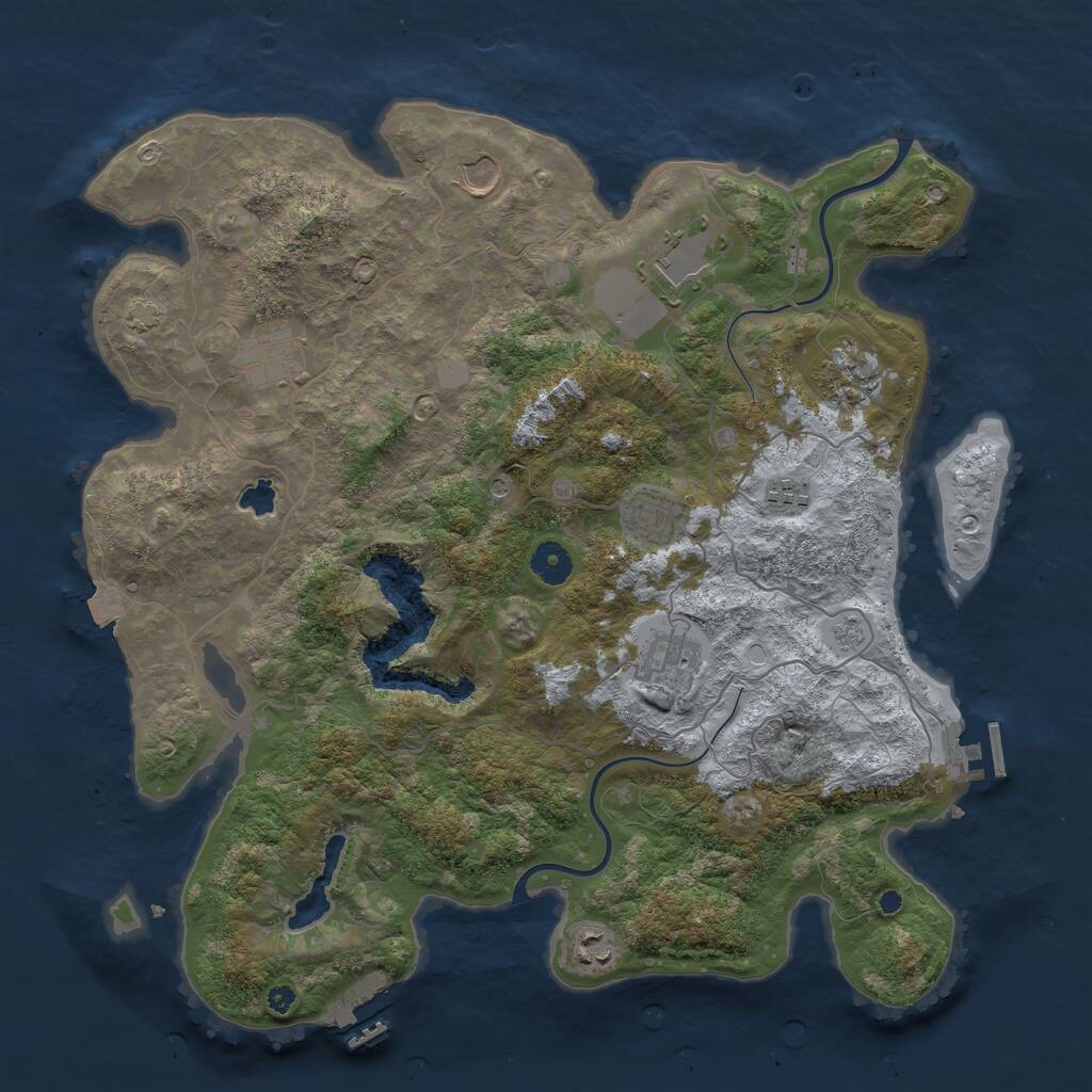 Rust Map: Procedural Map, Size: 4000, Seed: 3472424, 14 Monuments