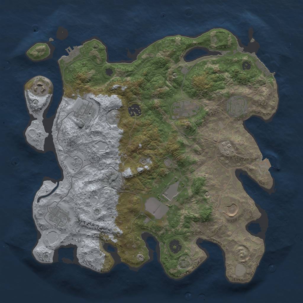 Rust Map: Procedural Map, Size: 3500, Seed: 196295220, 17 Monuments