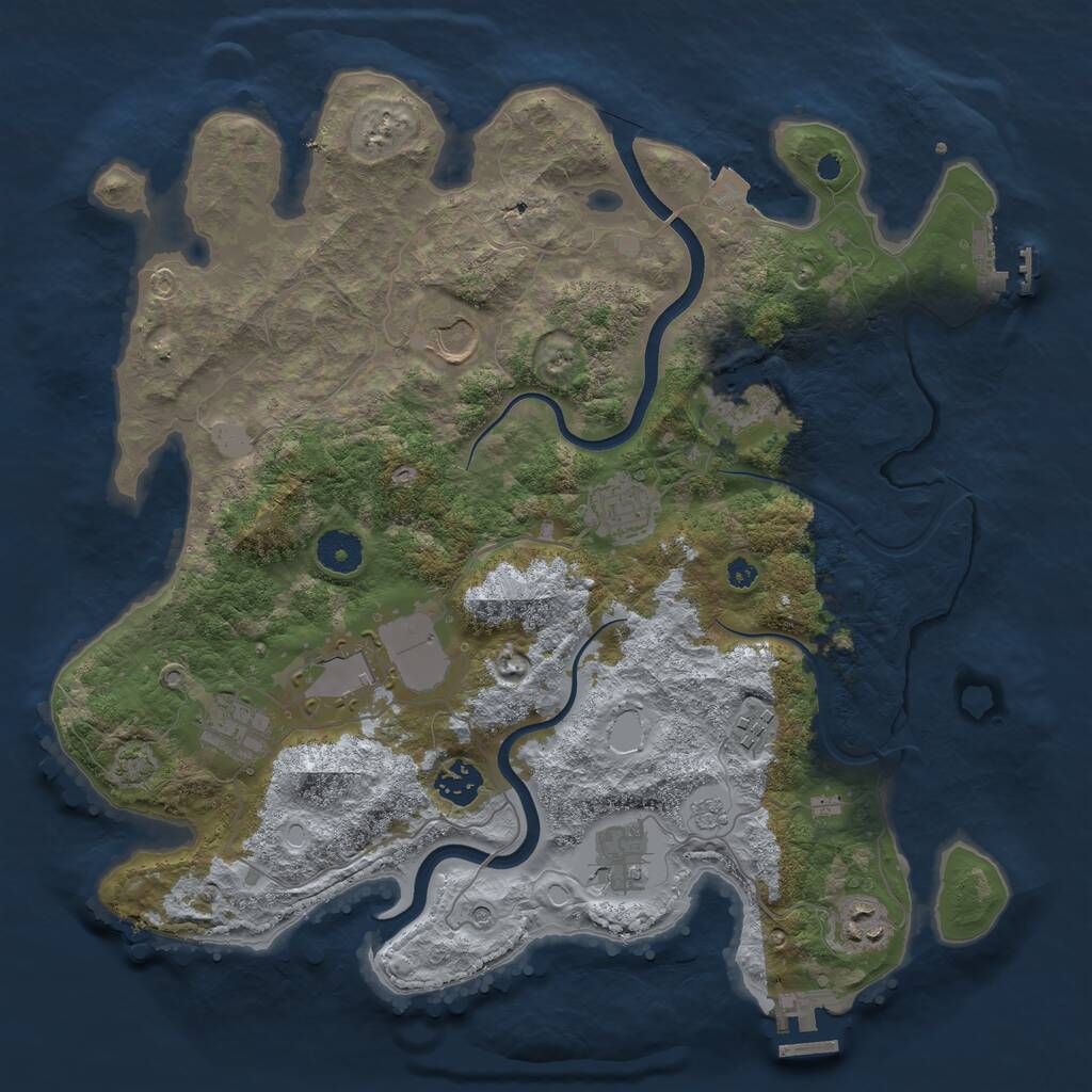Rust Map: Procedural Map, Size: 3700, Seed: 1142359253, 15 Monuments