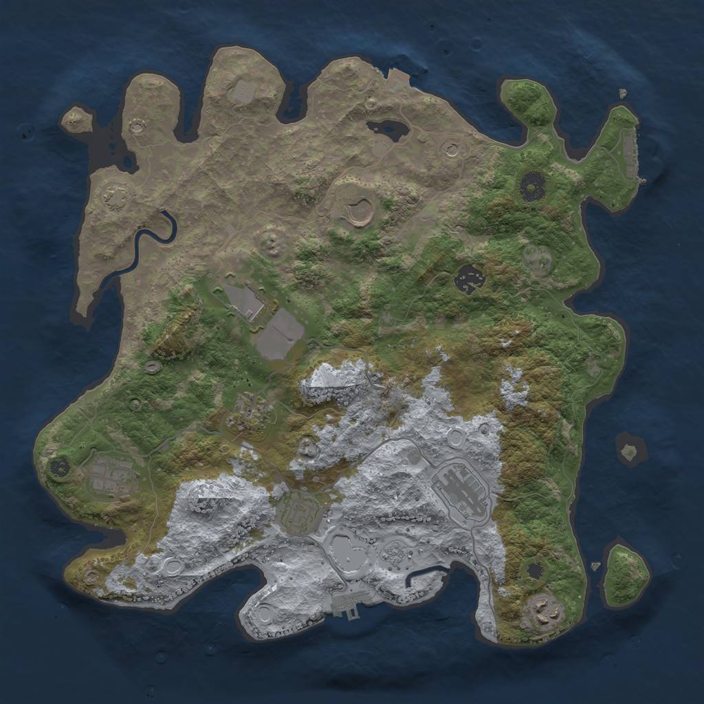 Rust Map: Procedural Map, Size: 3700, Seed: 1142359253, 16 Monuments