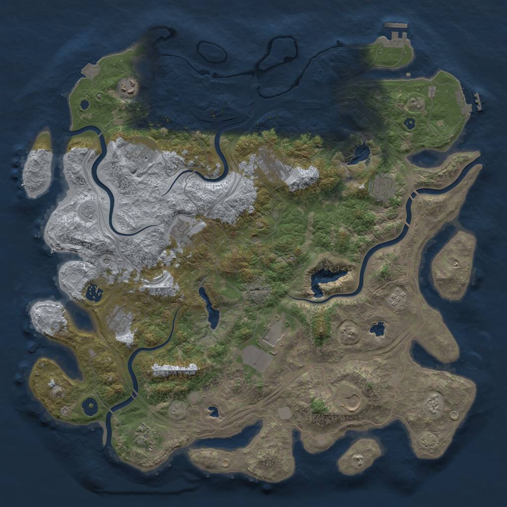 Rust Map: Procedural Map, Size: 4500, Seed: 833724738, 17 Monuments