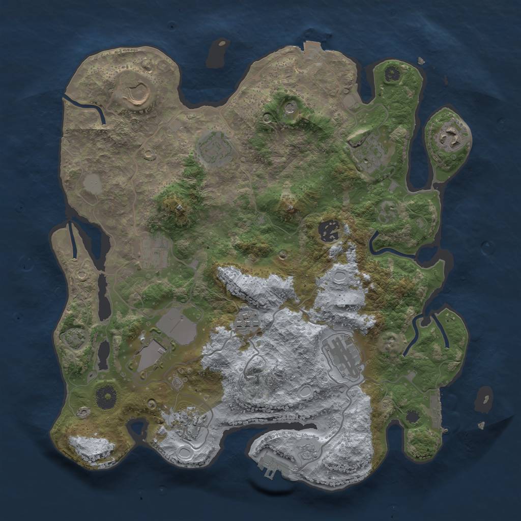 Rust Map: Procedural Map, Size: 3500, Seed: 1557597627, 18 Monuments