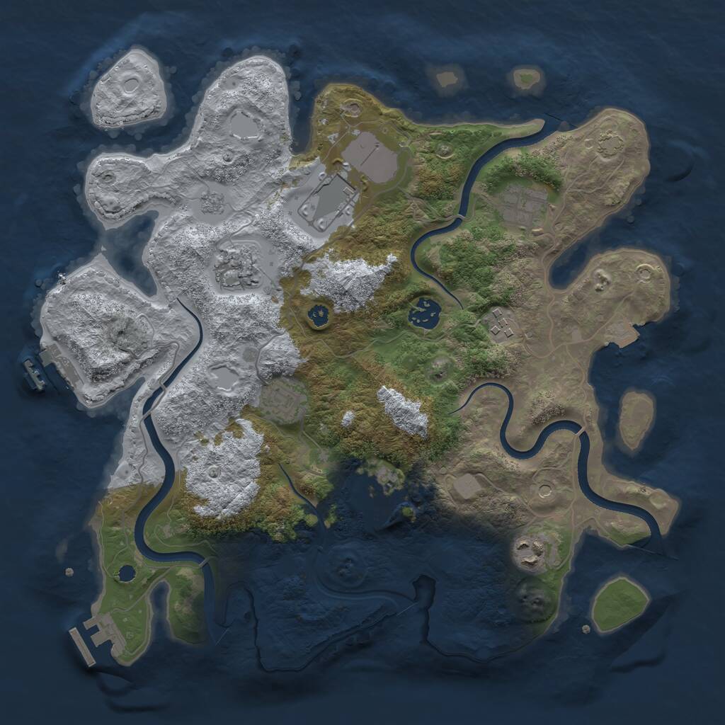 Rust Map: Procedural Map, Size: 3500, Seed: 431354084, 14 Monuments