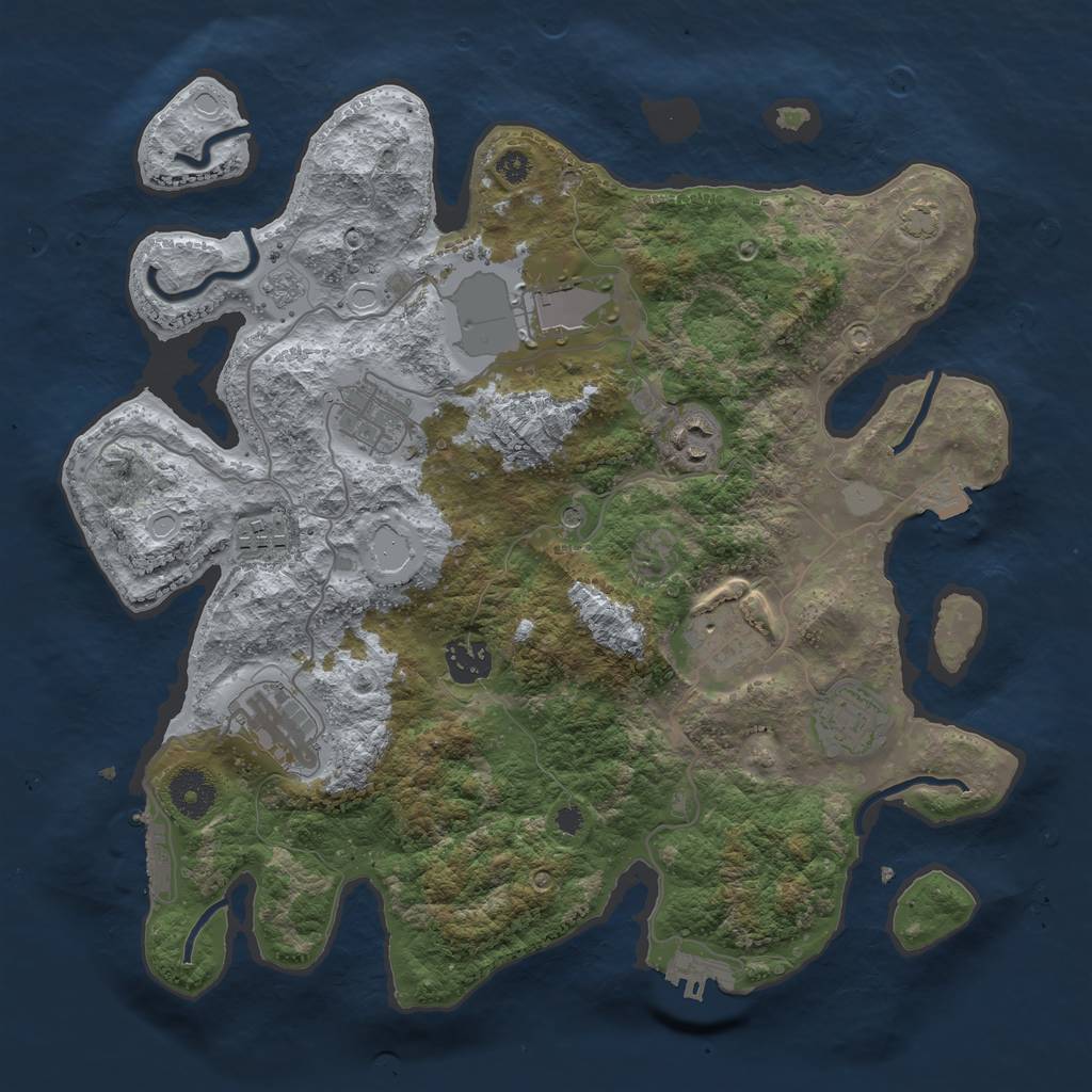 Rust Map: Procedural Map, Size: 3500, Seed: 431354084, 16 Monuments
