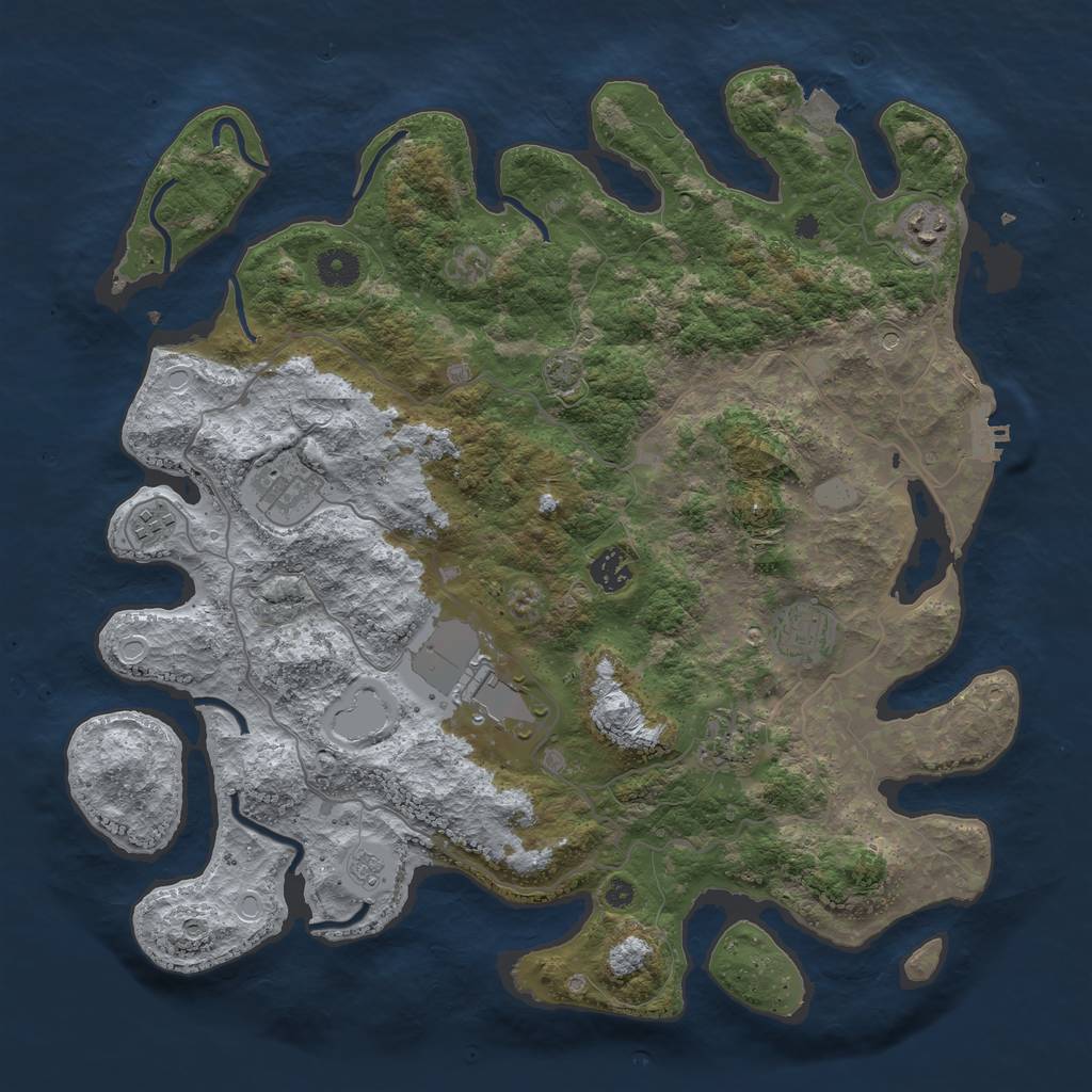Rust Map: Procedural Map, Size: 4000, Seed: 3444672, 14 Monuments