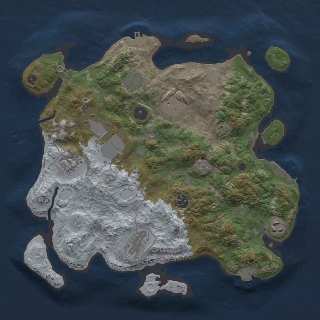 Rust Map: Procedural Map, Size: 3500, Seed: 123233046, 16 Monuments