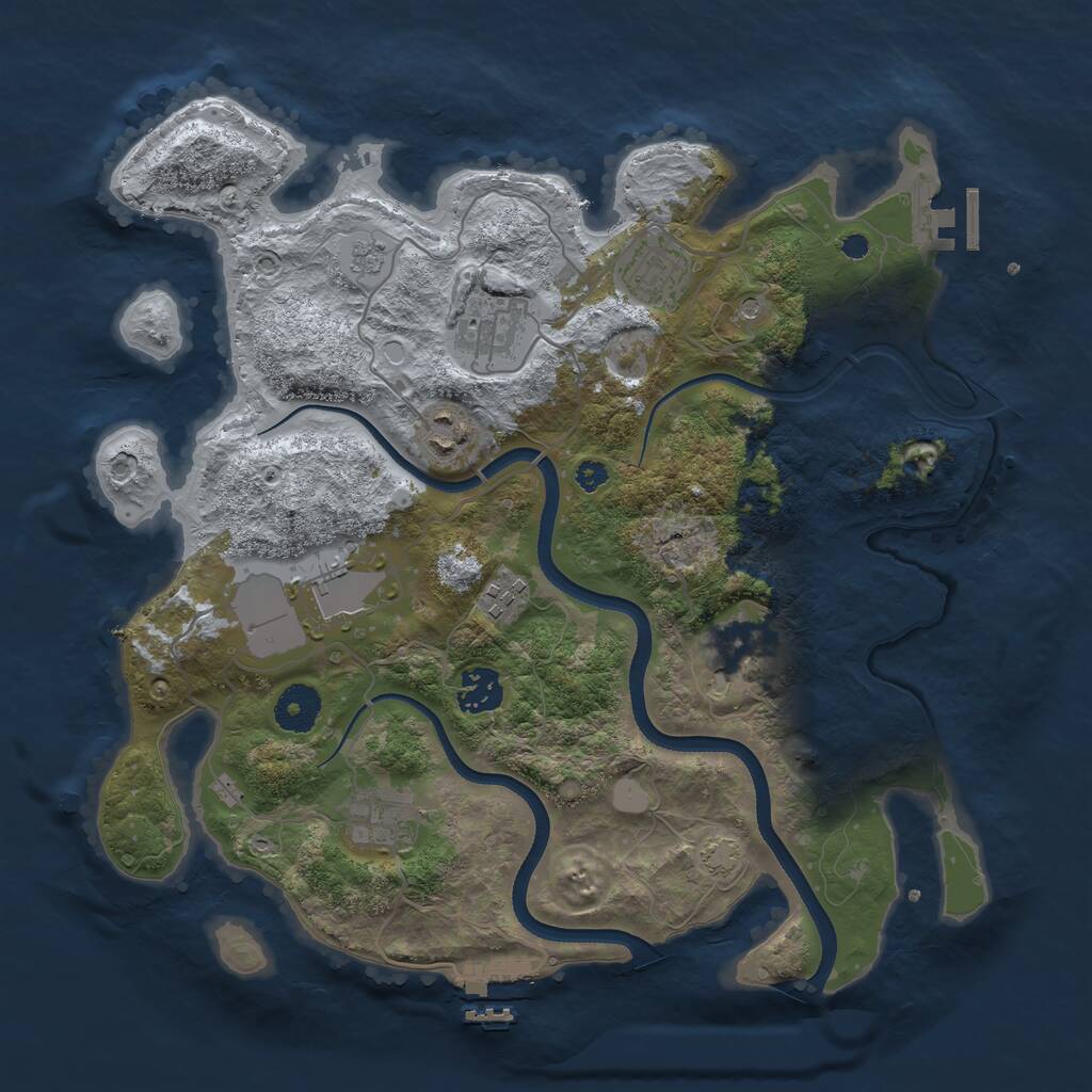 Rust Map: Procedural Map, Size: 3500, Seed: 587811369, 14 Monuments