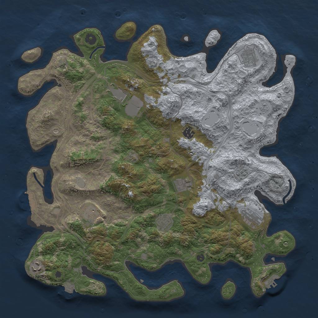 Rust Map: Procedural Map, Size: 4250, Seed: 443415374, 17 Monuments