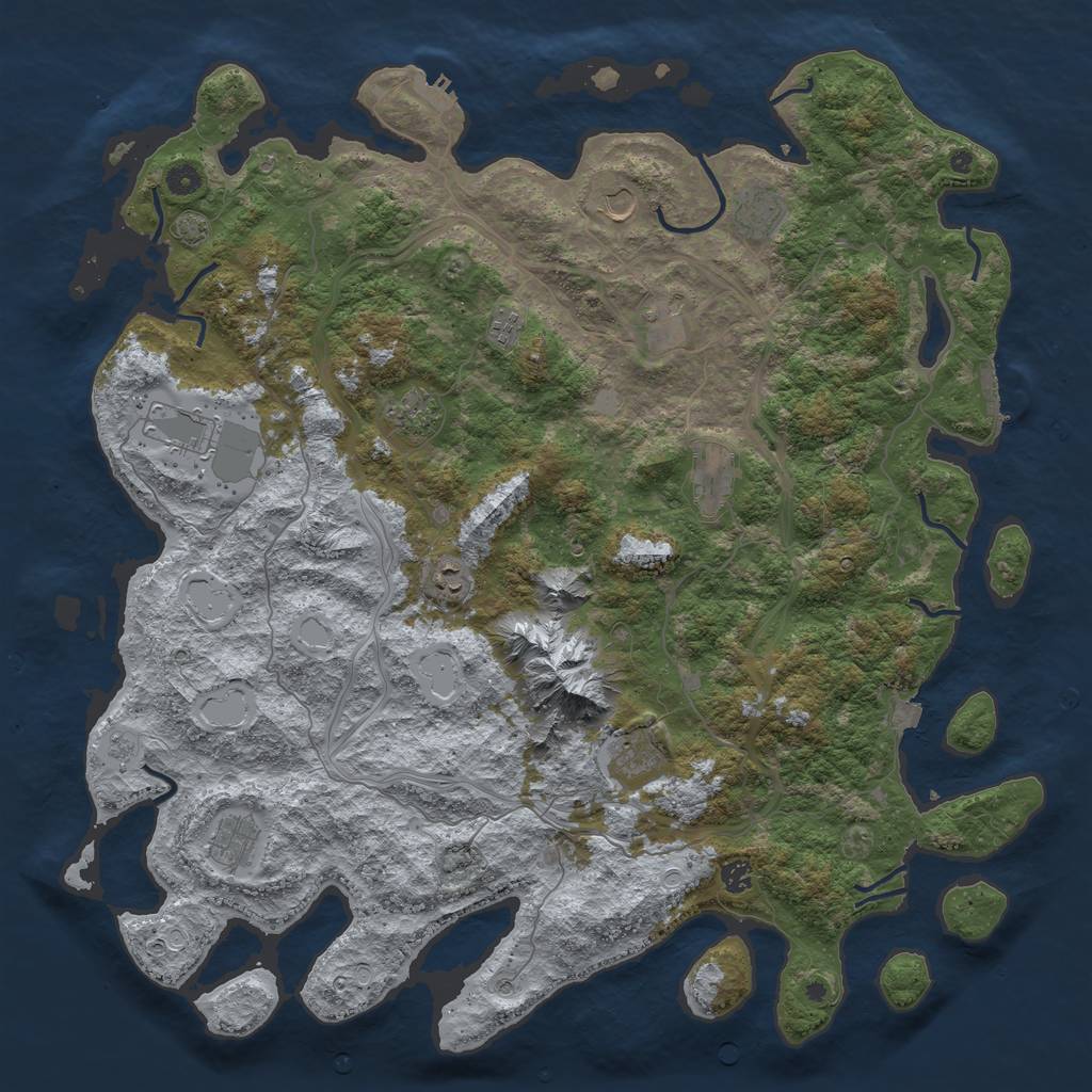 Rust Map: Procedural Map, Size: 5000, Seed: 595345677, 19 Monuments