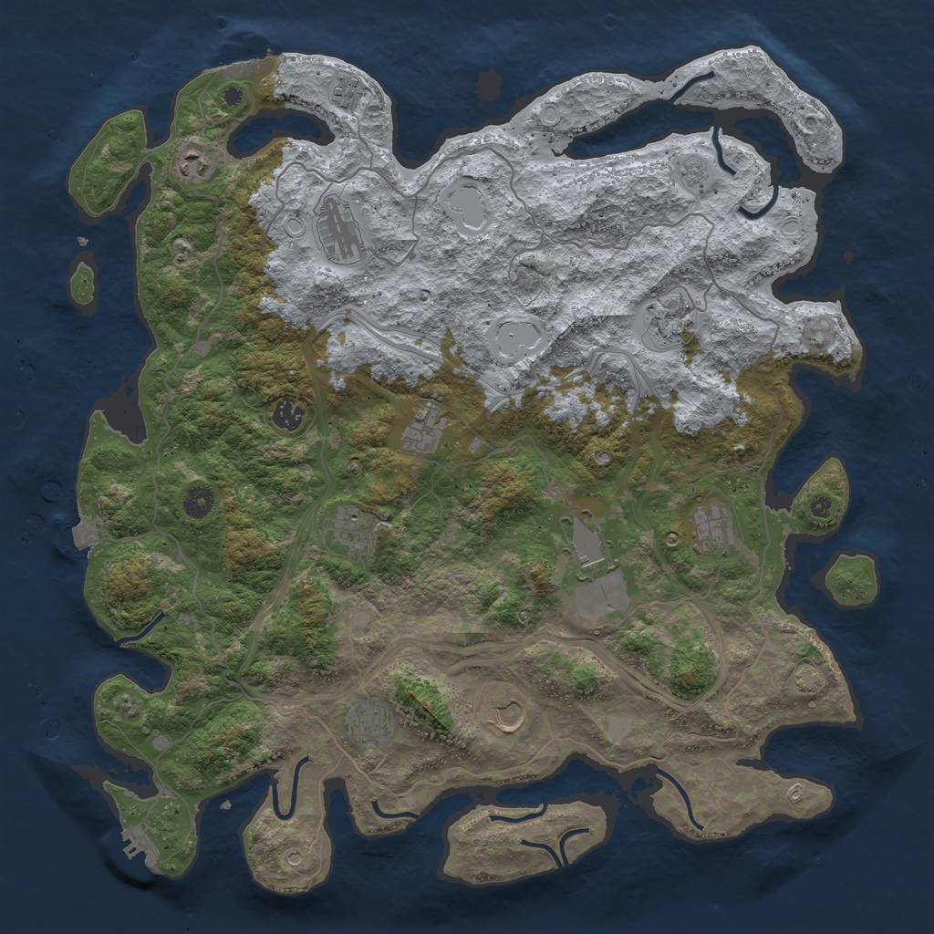 Rust Map: Procedural Map, Size: 4500, Seed: 90723, 19 Monuments