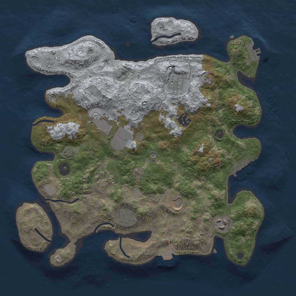 Rust Map: Procedural Map, Size: 3500, Seed: 3775951, 15 Monuments