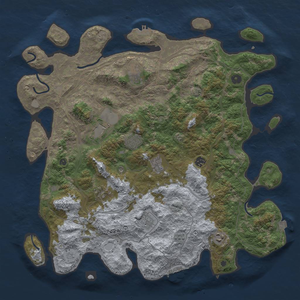 Rust Map: Procedural Map, Size: 4500, Seed: 652825837, 17 Monuments