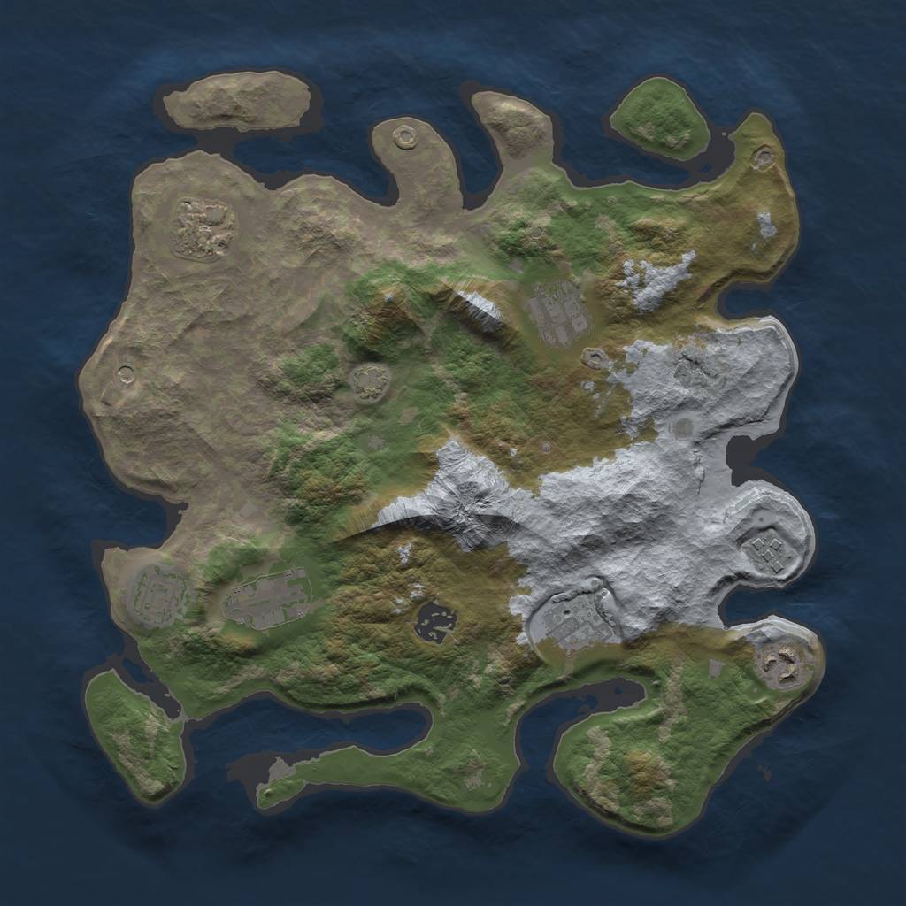 Rust Map: Barren, Size: 3400, Seed: 58156732, 12 Monuments