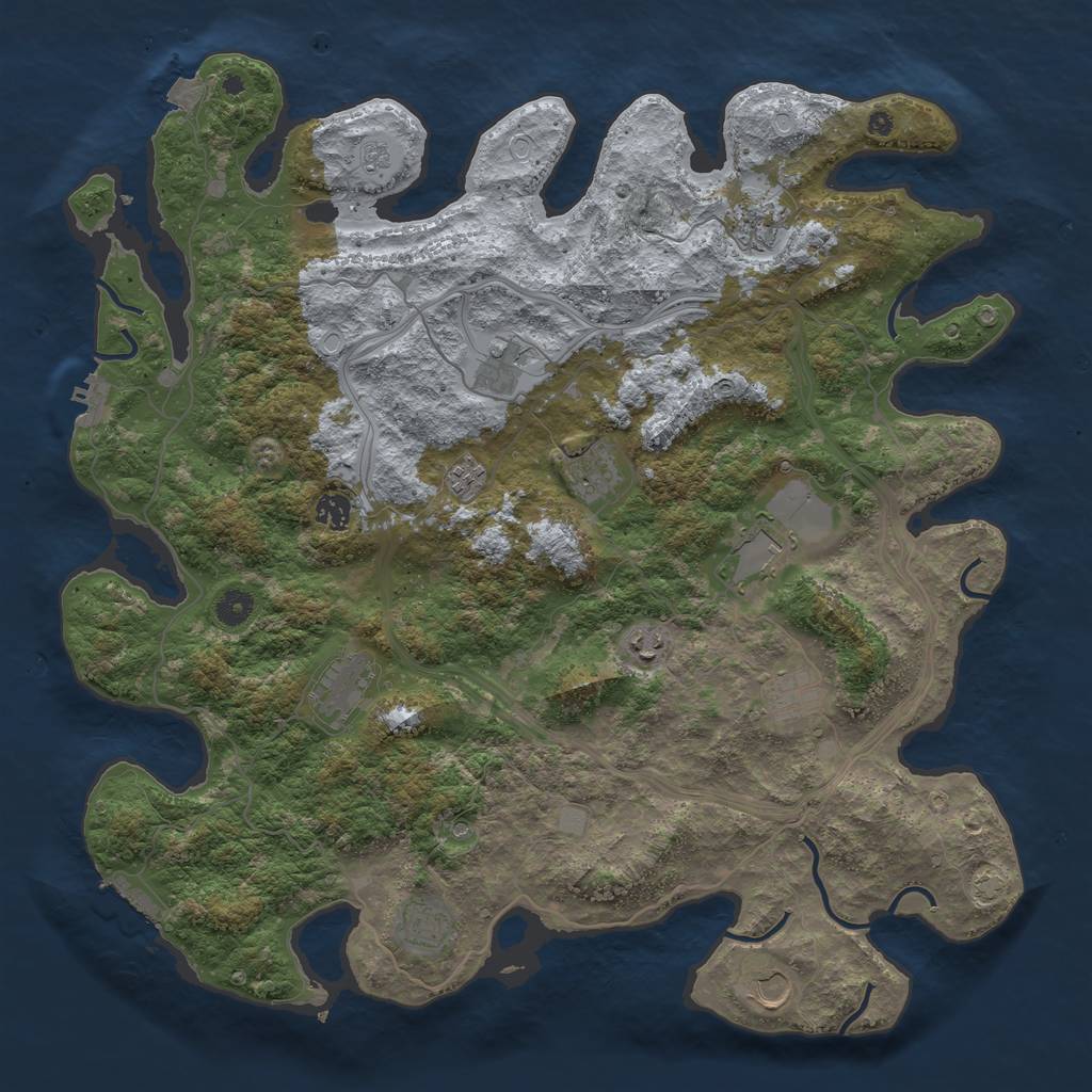 Rust Map: Procedural Map, Size: 4500, Seed: 9551531, 19 Monuments