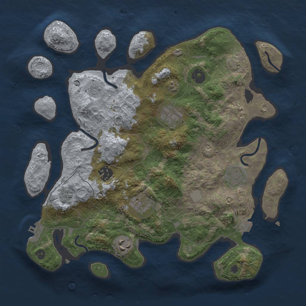 Rust Map: Procedural Map, Size: 3250, Seed: 1979586488, 13 Monuments