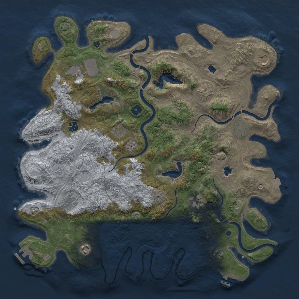 Rust Map: Procedural Map, Size: 4500, Seed: 1530305931, 16 Monuments