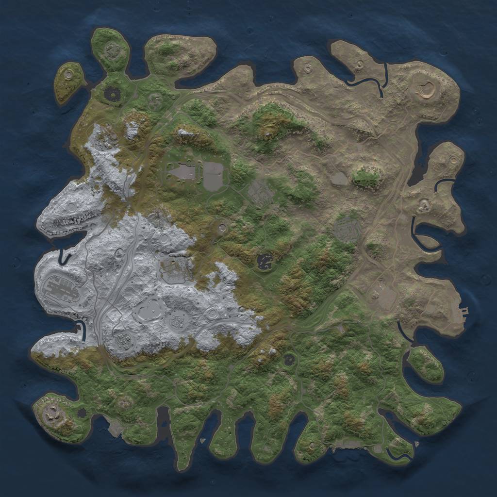 Rust Map: Procedural Map, Size: 4500, Seed: 1530305931, 19 Monuments