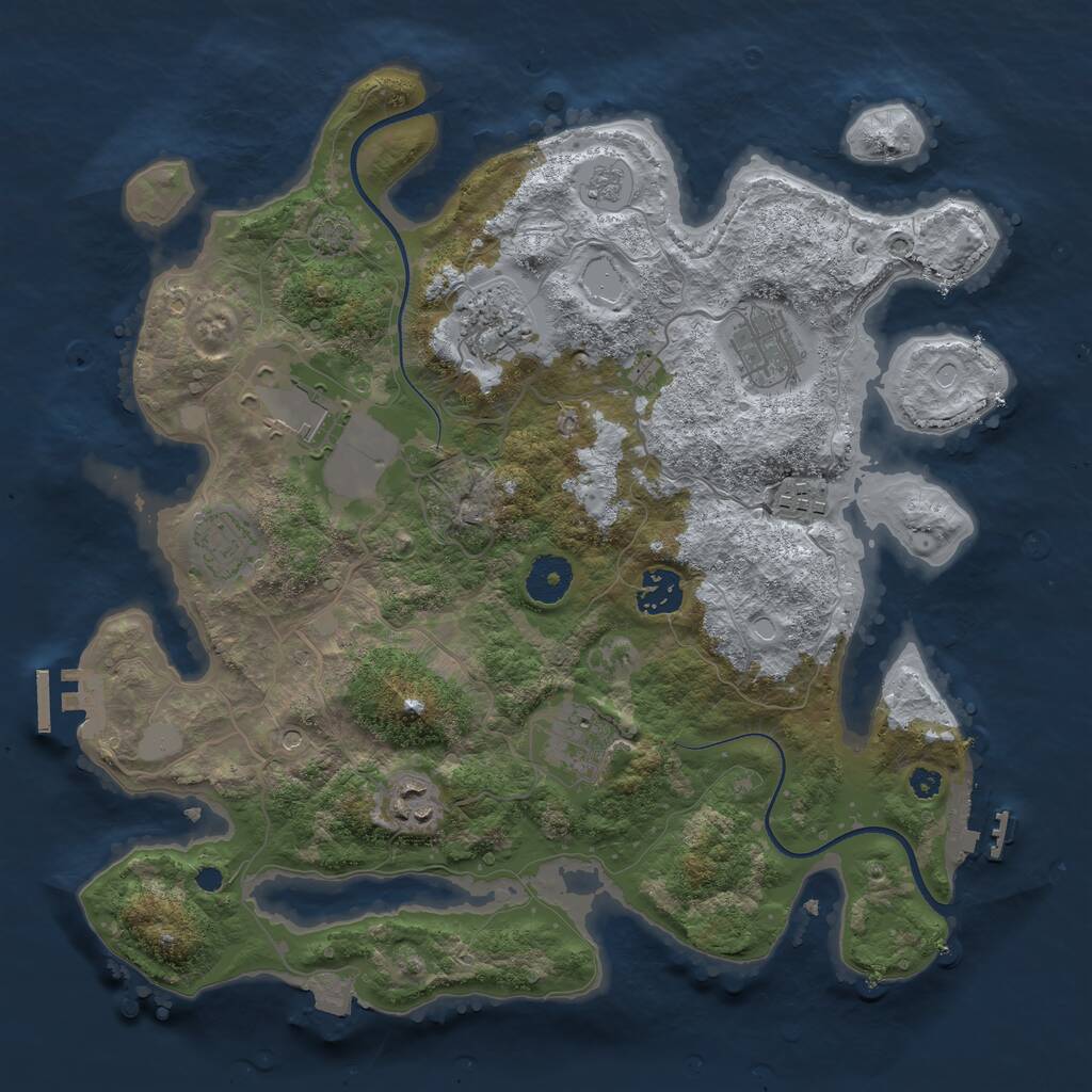 Rust Map: Procedural Map, Size: 3500, Seed: 45969435, 14 Monuments