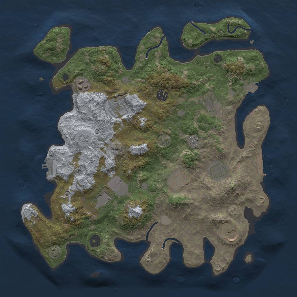 Rust Map: Procedural Map, Size: 3750, Seed: 1695234740, 17 Monuments
