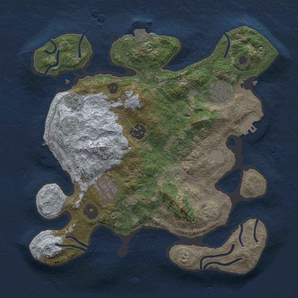 Rust Map: Procedural Map, Size: 3000, Seed: 952157975, 11 Monuments