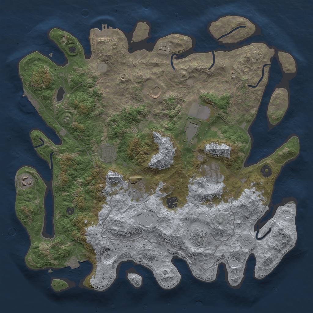 Rust Map: Procedural Map, Size: 4000, Seed: 1745098409, 17 Monuments