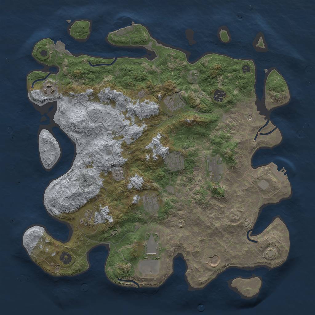 Rust Map: Procedural Map, Size: 3900, Seed: 71619903, 18 Monuments
