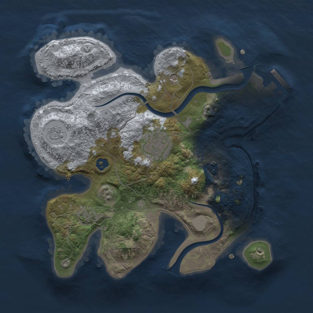 Rust Map: Procedural Map, Size: 2500, Seed: 7442, 7 Monuments
