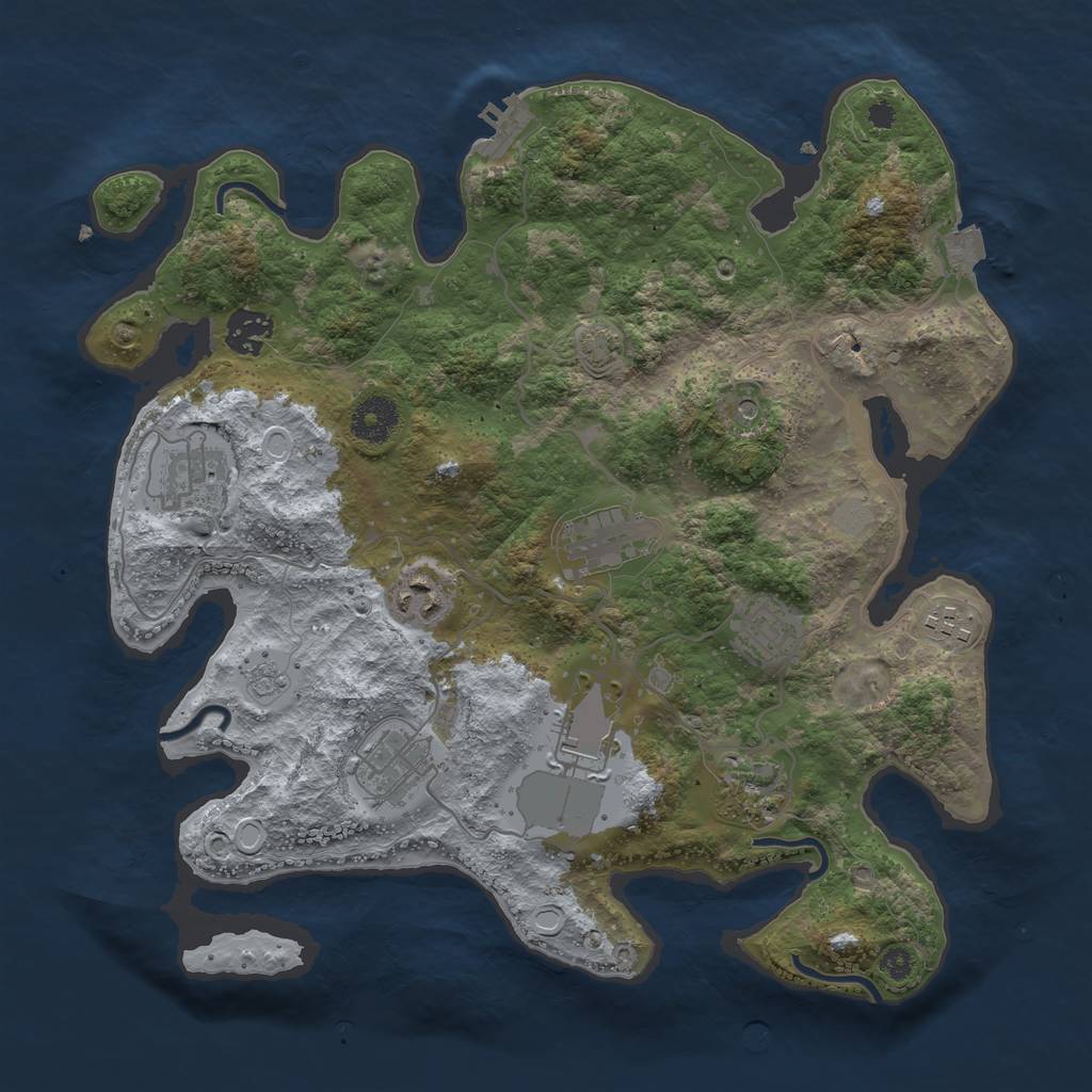 Rust Map: Procedural Map, Size: 3500, Seed: 1689319712, 16 Monuments