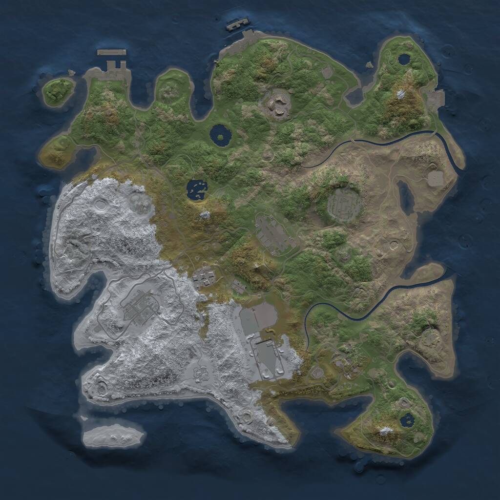Rust Map: Procedural Map, Size: 3500, Seed: 1689319712, 14 Monuments