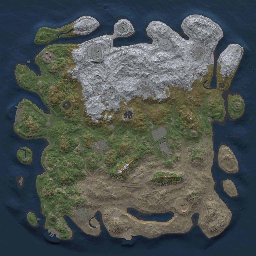 Rust Map: Procedural Map, Size: 4500, Seed: 1715829545, 18 Monuments