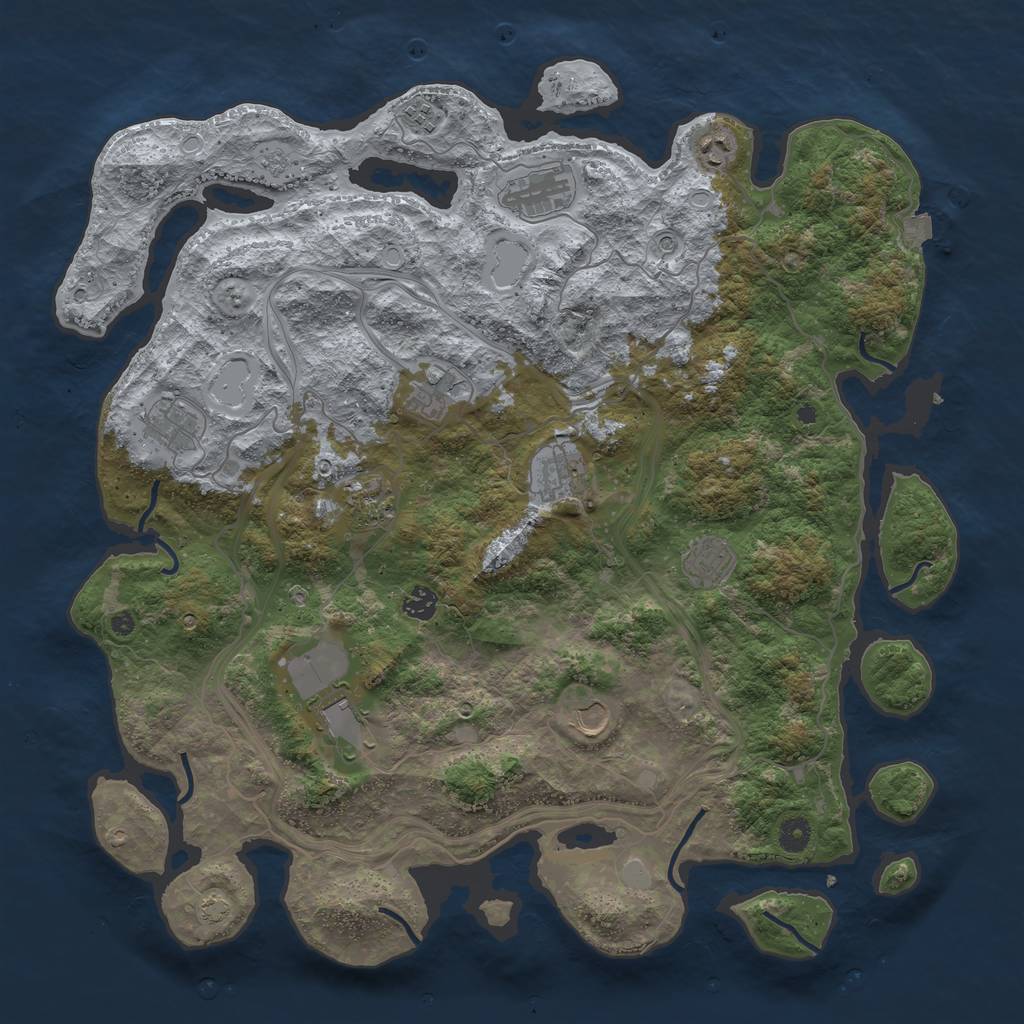 Rust Map: Procedural Map, Size: 4500, Seed: 965841, 17 Monuments