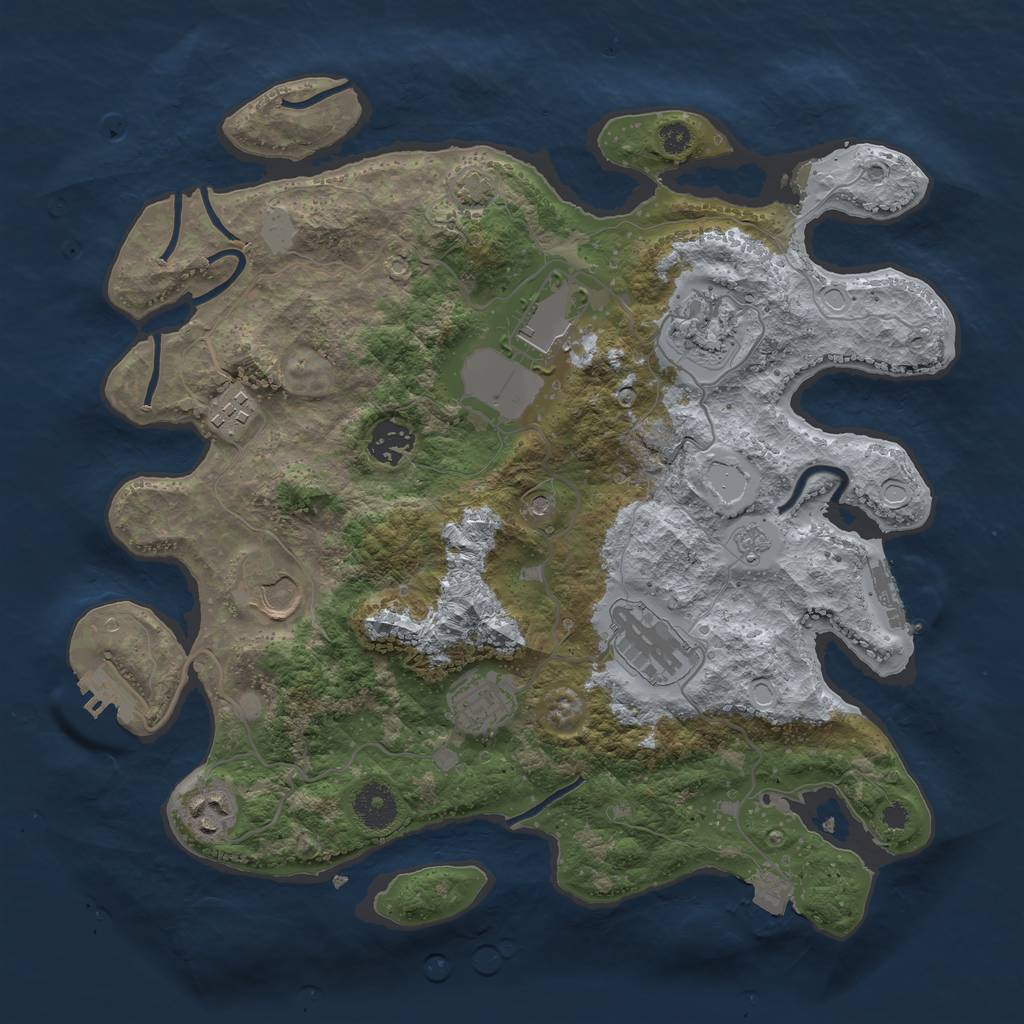 Rust Map: Procedural Map, Size: 3500, Seed: 915010218, 16 Monuments