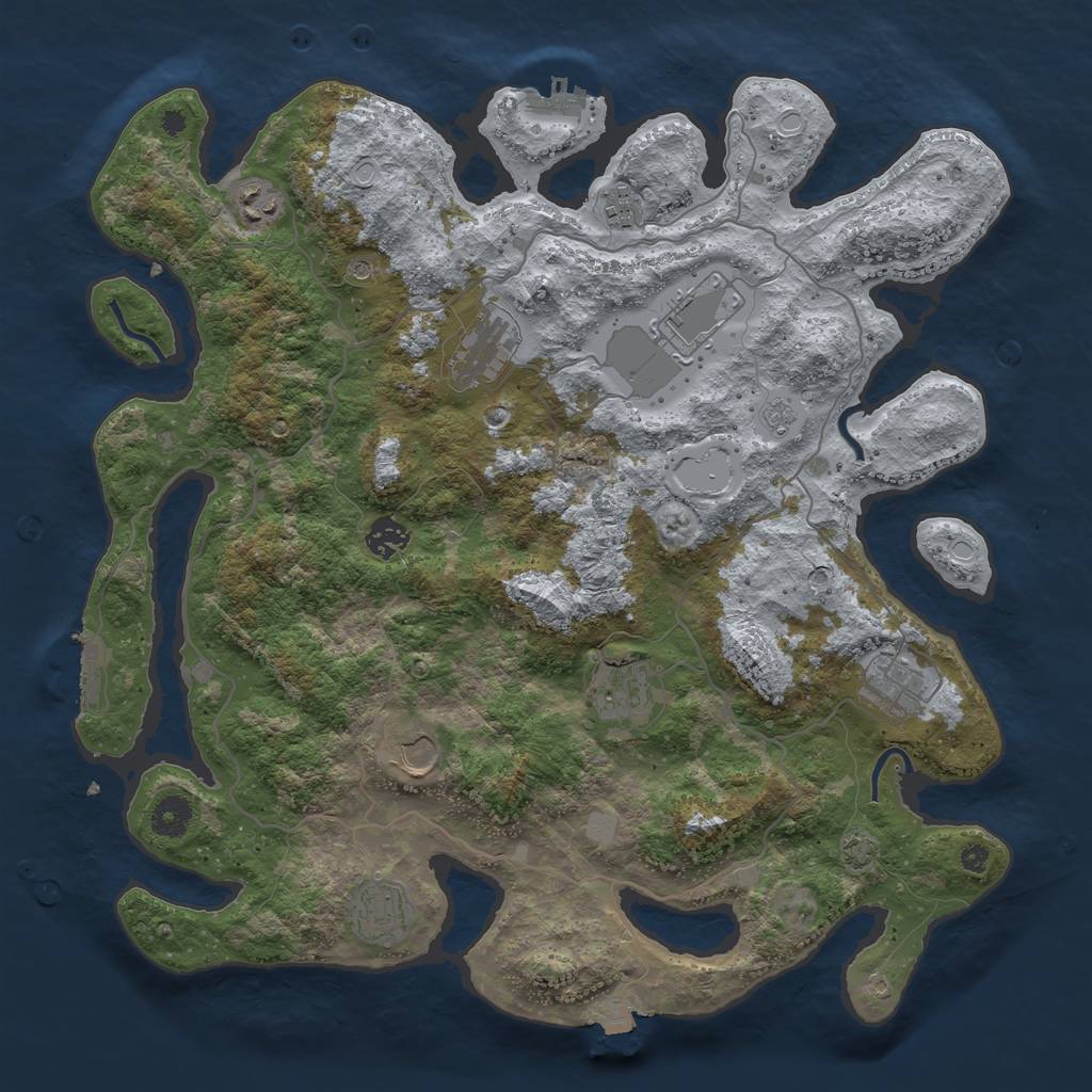 Rust Map: Procedural Map, Size: 4000, Seed: 1972218142, 17 Monuments