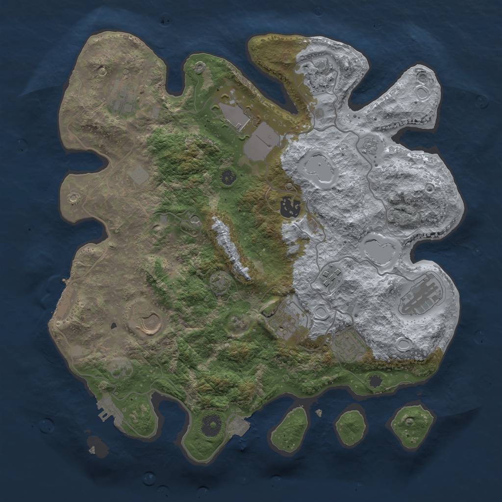 Rust Map: Procedural Map, Size: 3500, Seed: 1100540283, 17 Monuments