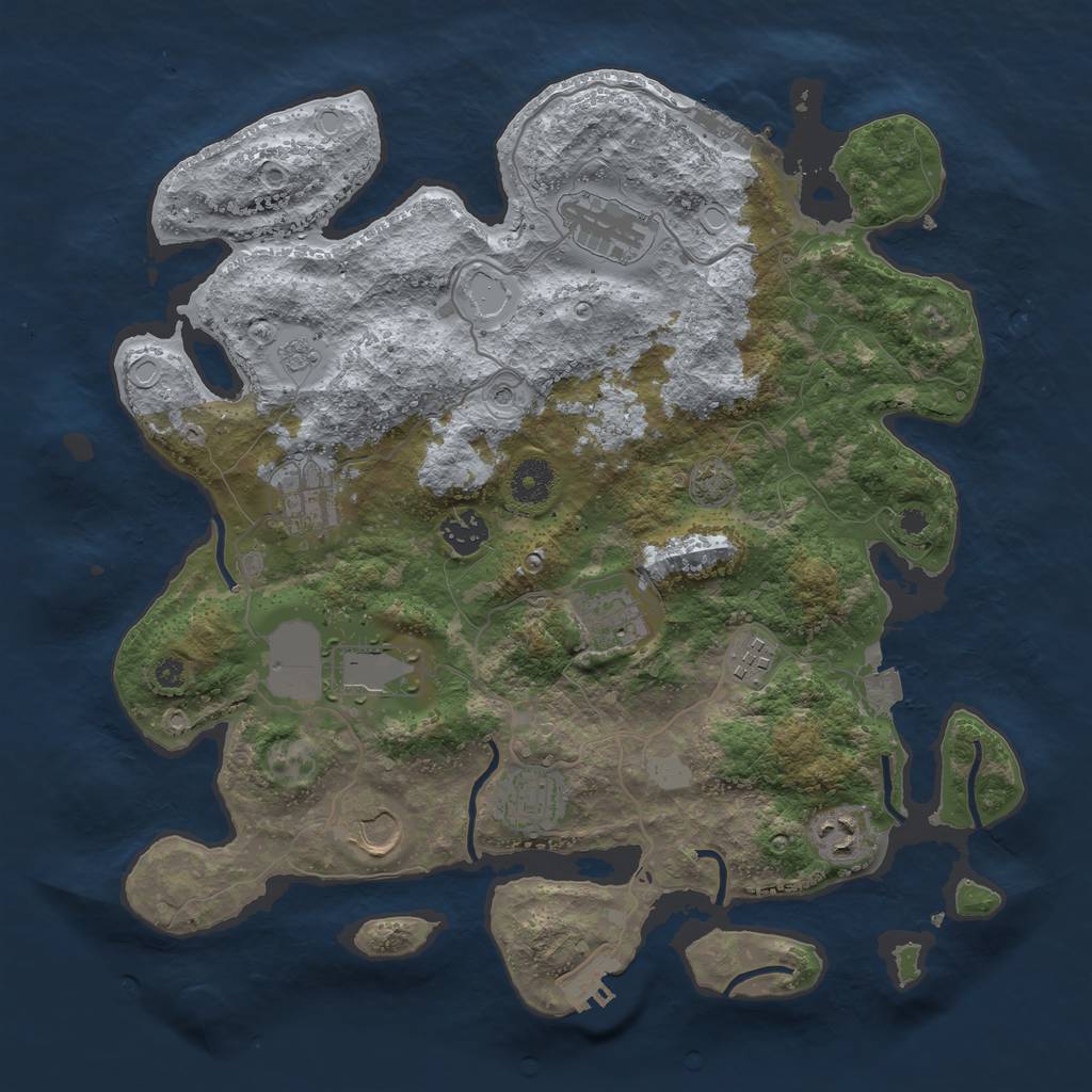 Rust Map: Procedural Map, Size: 3700, Seed: 14996026, 17 Monuments