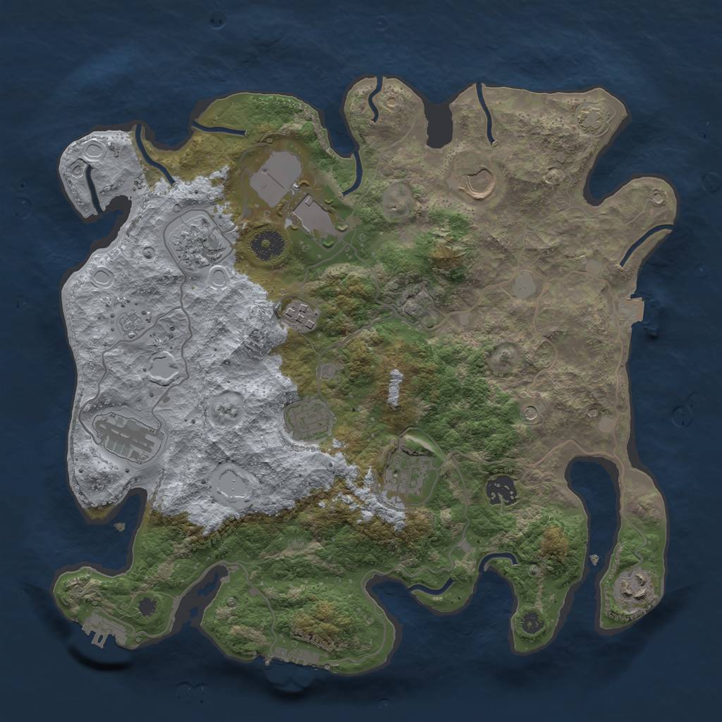 Rust Map: Procedural Map, Size: 3500, Seed: 470243881, 17 Monuments