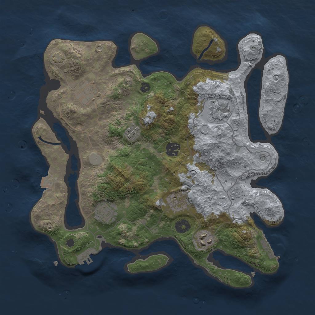 Rust Map: Procedural Map, Size: 3250, Seed: 1872975373, 15 Monuments