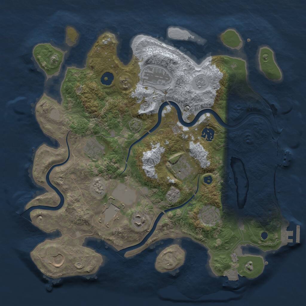 Rust Map: Procedural Map, Size: 3500, Seed: 1596520760, 15 Monuments