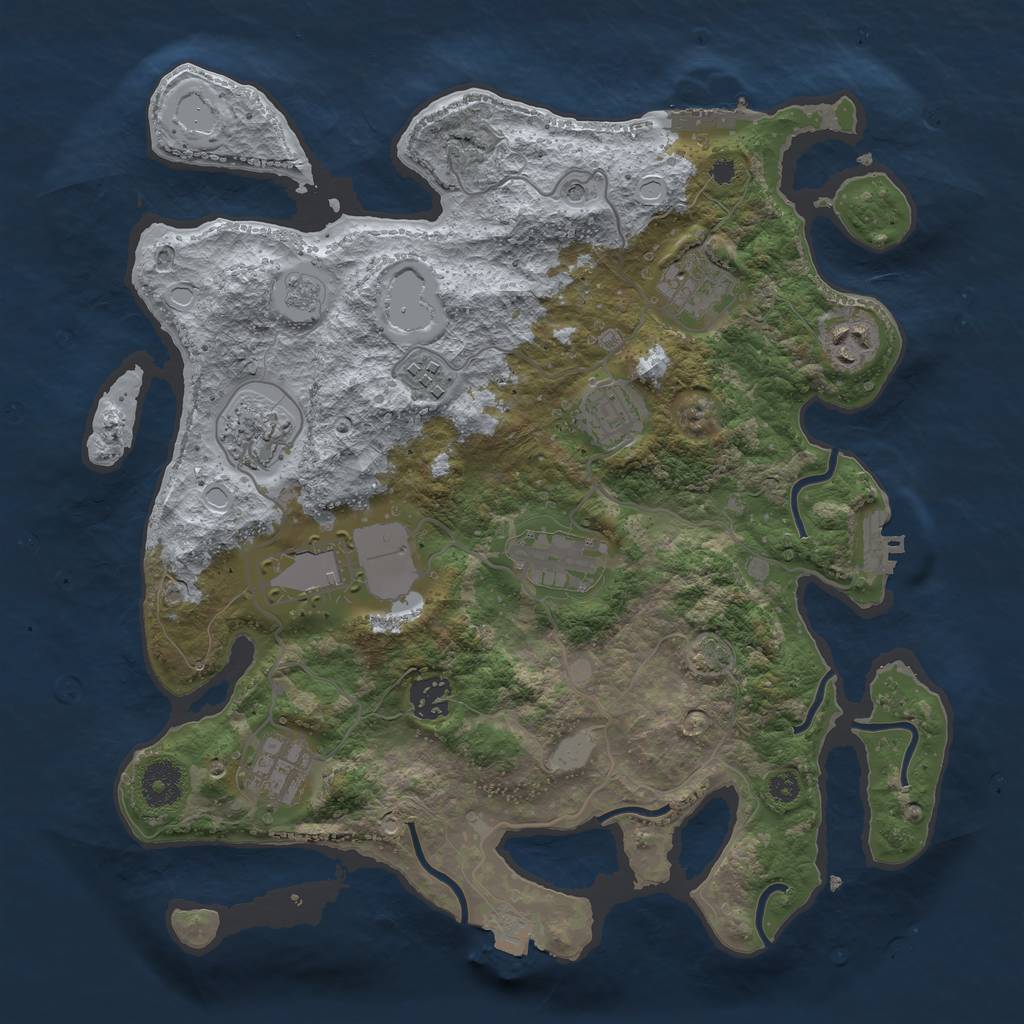 Rust Map: Procedural Map, Size: 3500, Seed: 804533626, 17 Monuments