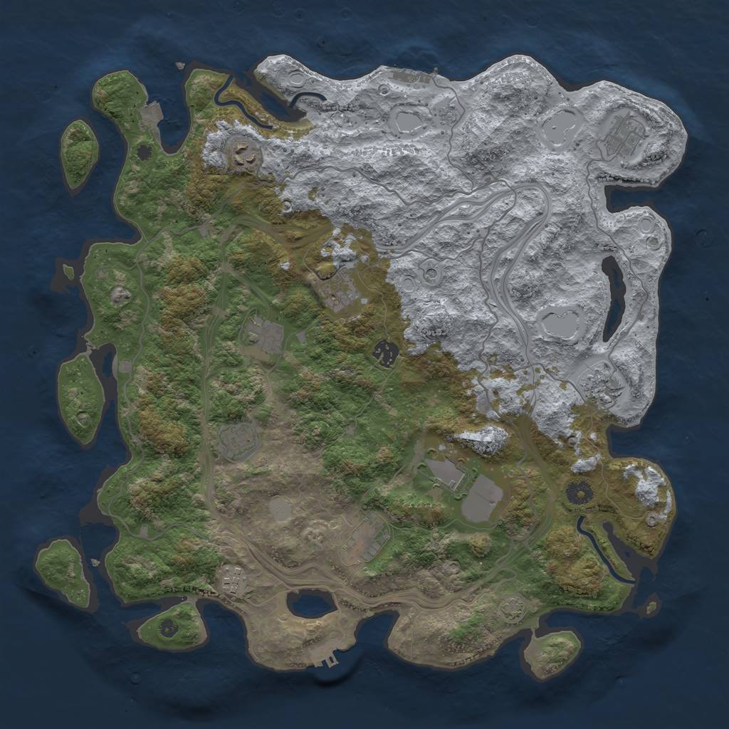 Rust Map: Procedural Map, Size: 4250, Seed: 2144511172, 18 Monuments